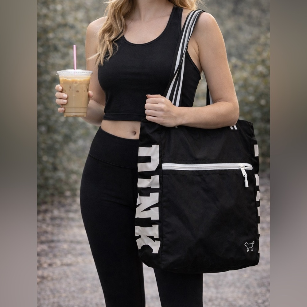 PINK by Victoria Secrets Black & White Bag (15‎ in) gym bag, tote bag